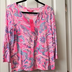 Lilly Pulitzer Swirl Print Long Bell Sleeve Top